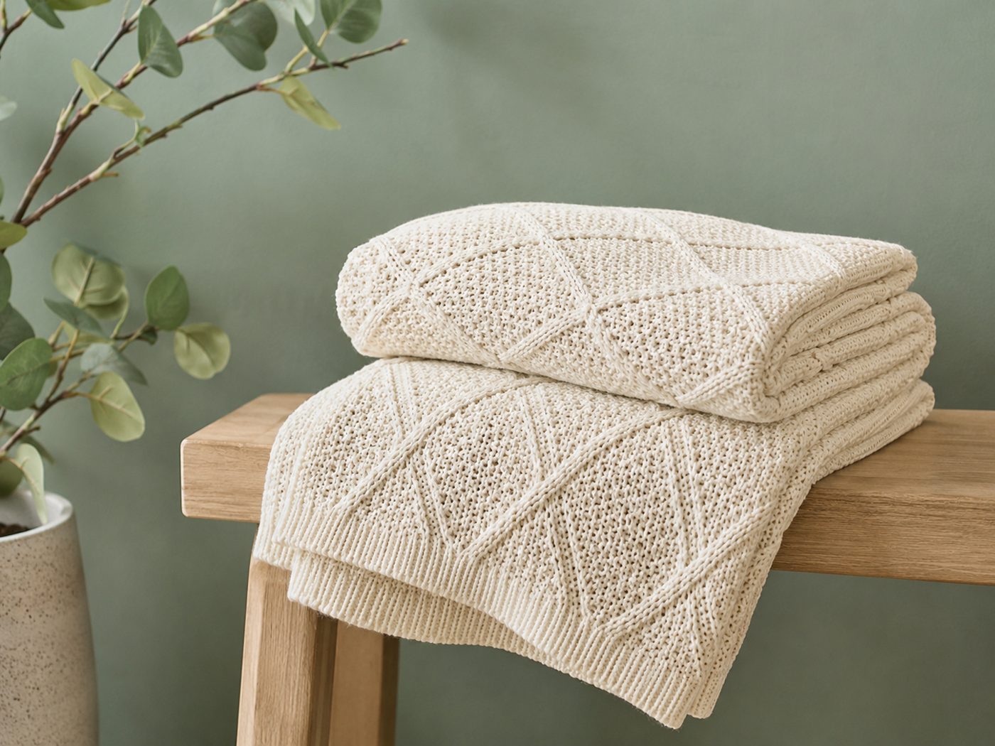 Jacquard knit throw blanket
