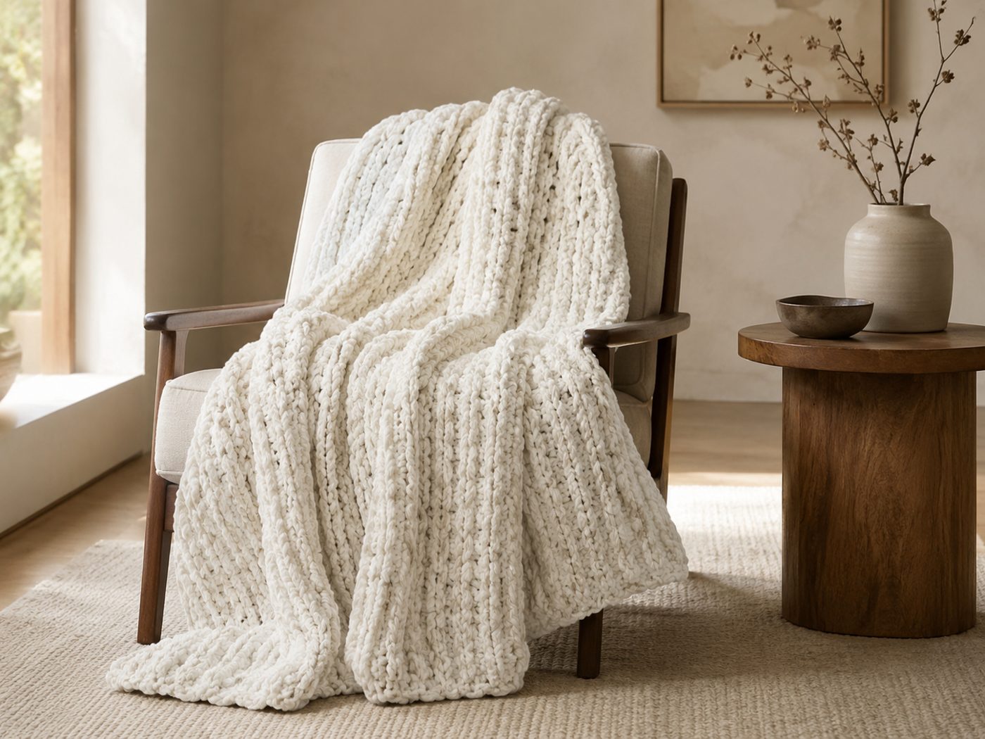 Chenille chunky knit throw