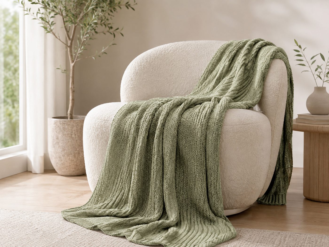 Assortment of cable, chunky and rib knit throw blankets