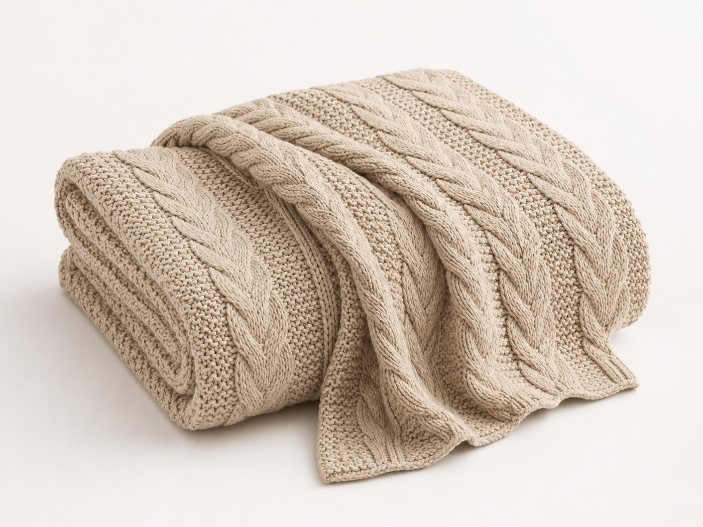 Cotton knit throw blanket
